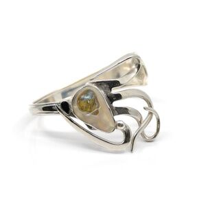 VERNON Abalone Art Deco Silver-Plate Vintage Fork Cuff-Bracelet